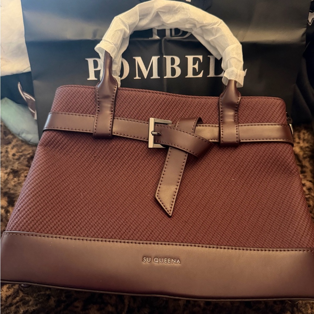 Su Queena Structured Tote Bag in Deep Burgundy